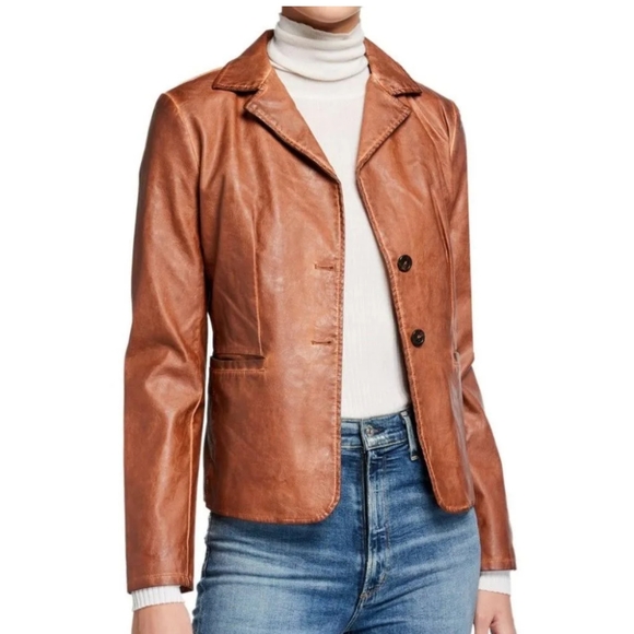 bagatelle Jackets & Blazers - bagatelle Chestnut Brown Faux Leather Blazer Jacket